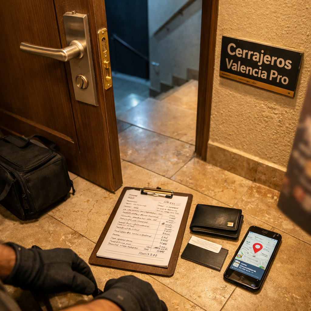 Encuentra un servicio de cerrajeria 24/7 para aperturas de puertas en Valencia: puerta abierta, factura, móvil y llaves